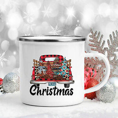Snowman Deer Print Enamel Coffee Mugs Christmas Gifts New Year Party Wine Beer Juice Drink Tea Cups Mug Home Kitchen Drinkware