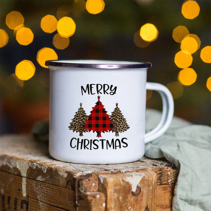 Snowman Deer Print Enamel Coffee Mugs Christmas Gifts New Year Party Wine Beer Juice Drink Tea Cups Mug Home Kitchen Drinkware