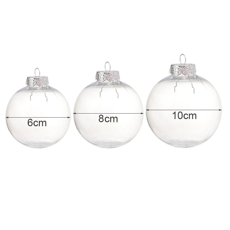 6/8/10Cm Transparent Christmas Balls Diy Fillable Xmas Tree Hanging Ornaments Wishing Bottle New Year Navidad Gift