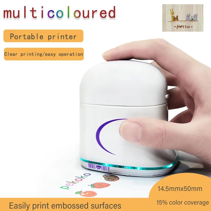 Pekoko Handheld Color Label Printer Bluetooth Portable Mini Home Inkjet Printer Packaging Bag Qr Code Barcode Logo Printer