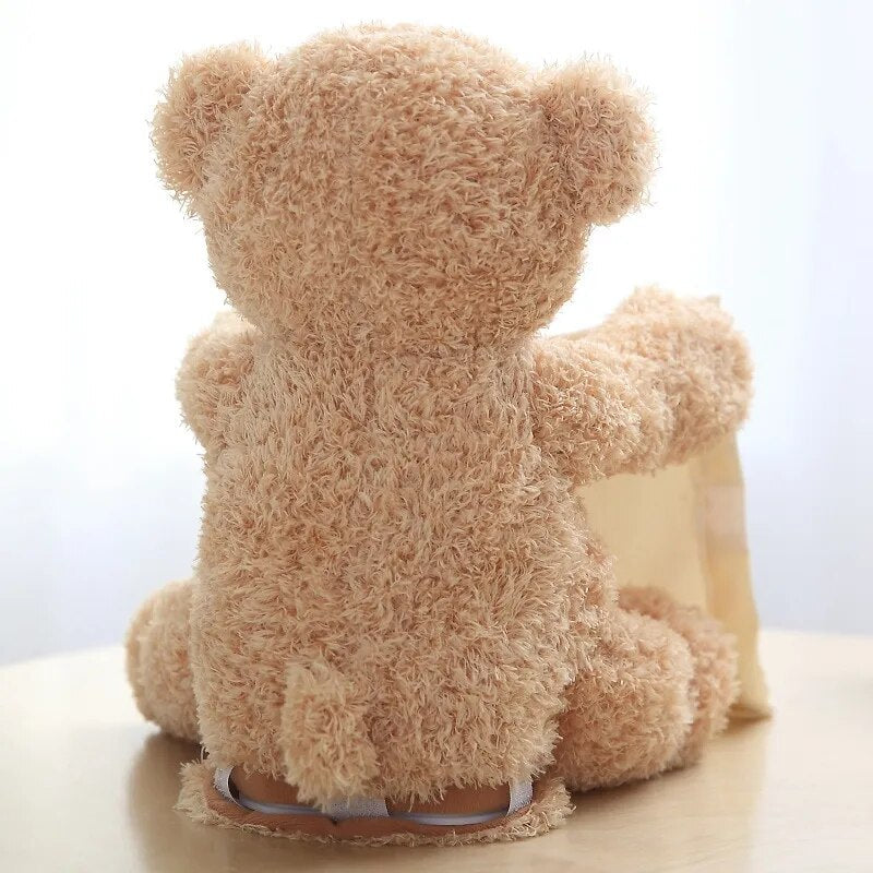 30CM Robot Teddy Bear Hide and Seek Animated Electronic Bear Music Stuffed Animal Plush Talking Play Seek Shy Bear Gift for Kids