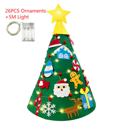 DIY Felt Christmas Tree Christmas Decoration for Home Navidad 2022 New Year Christmas Ornaments Santa Claus Xmas Kids Gifts