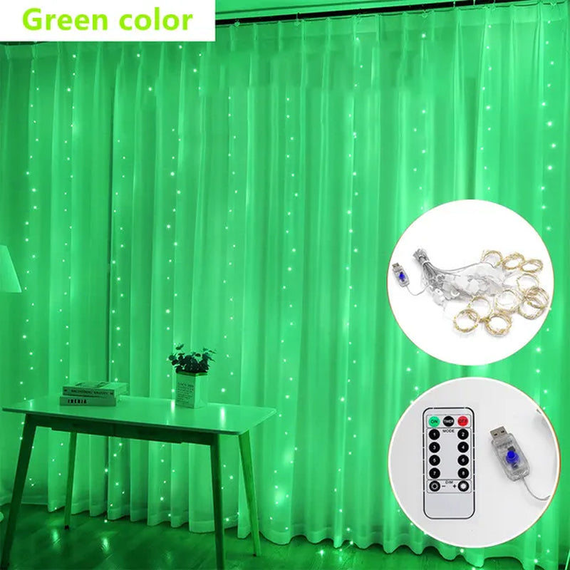Curtain LED String Lights Garland Festival Christmas Decoration USB Remote Control Holiday Wedding Fairy Lights for Bedroom Home